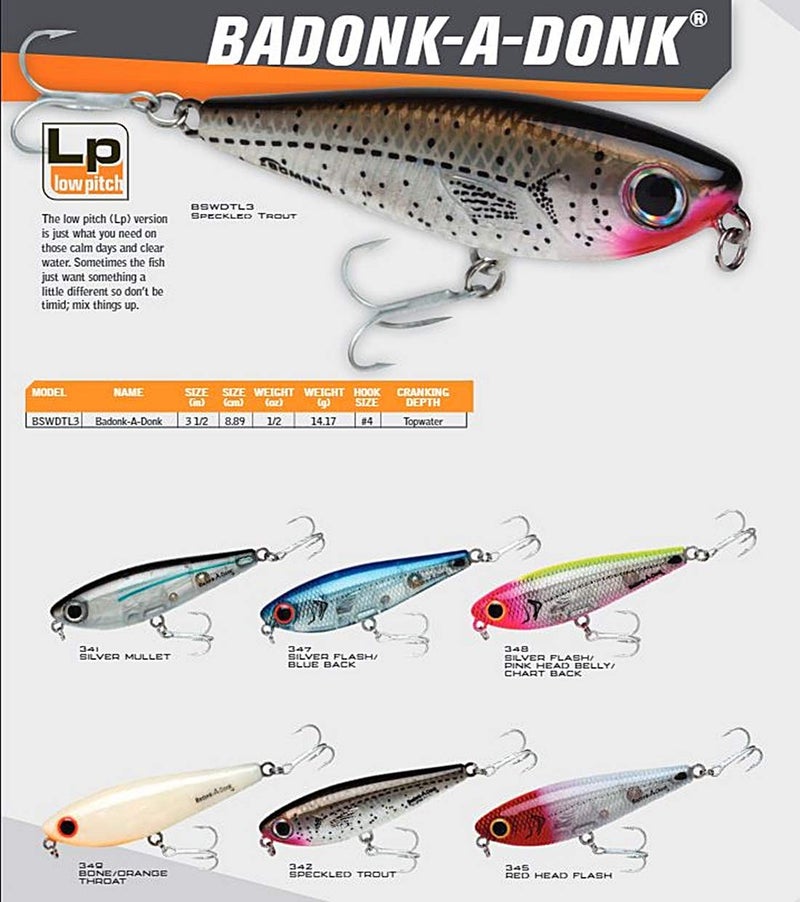 BOMBER Lures Saltwater Grade Badonk-A-Donk Low Pitch - Silver Flash/Blue Back - 3 1/2in, 1/2 oz, Low Pitch, (BSWDTL3347) - Image 3